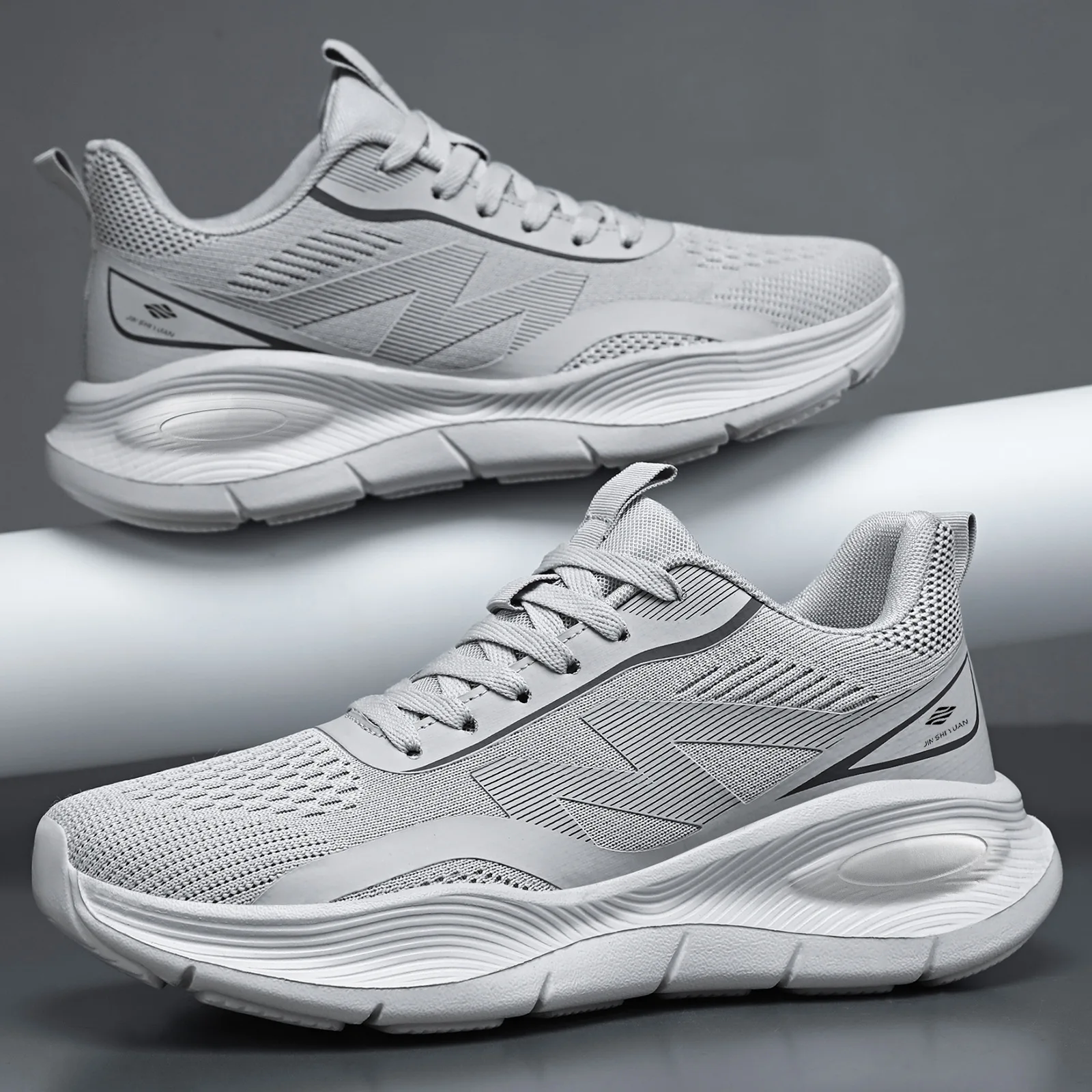Shock Absorbing Gym Trainers - Erkekler için fileli, hafif, düz renkli,
